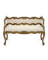 Wooden Twist Engrave Hand Carved Teak Wood 2 Seater Bench for Living Room ( Ivory )